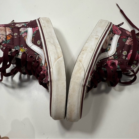 Vans Kids Floral High-Top Shoes - Burgundy and White - Picture 11 of 13